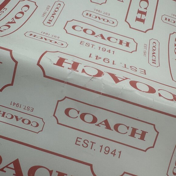 Coach Logo Print Paper Shopping Bag White Red Design Durable Handles Vintage - Picture 3 of 5